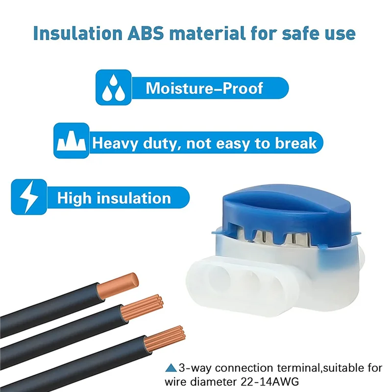 

【A87T】50Pcs 3 Way Wire Connectors 314 Wire Connectors For Garden Auto Lawn Mower Robotic Lawn Mower Connectors