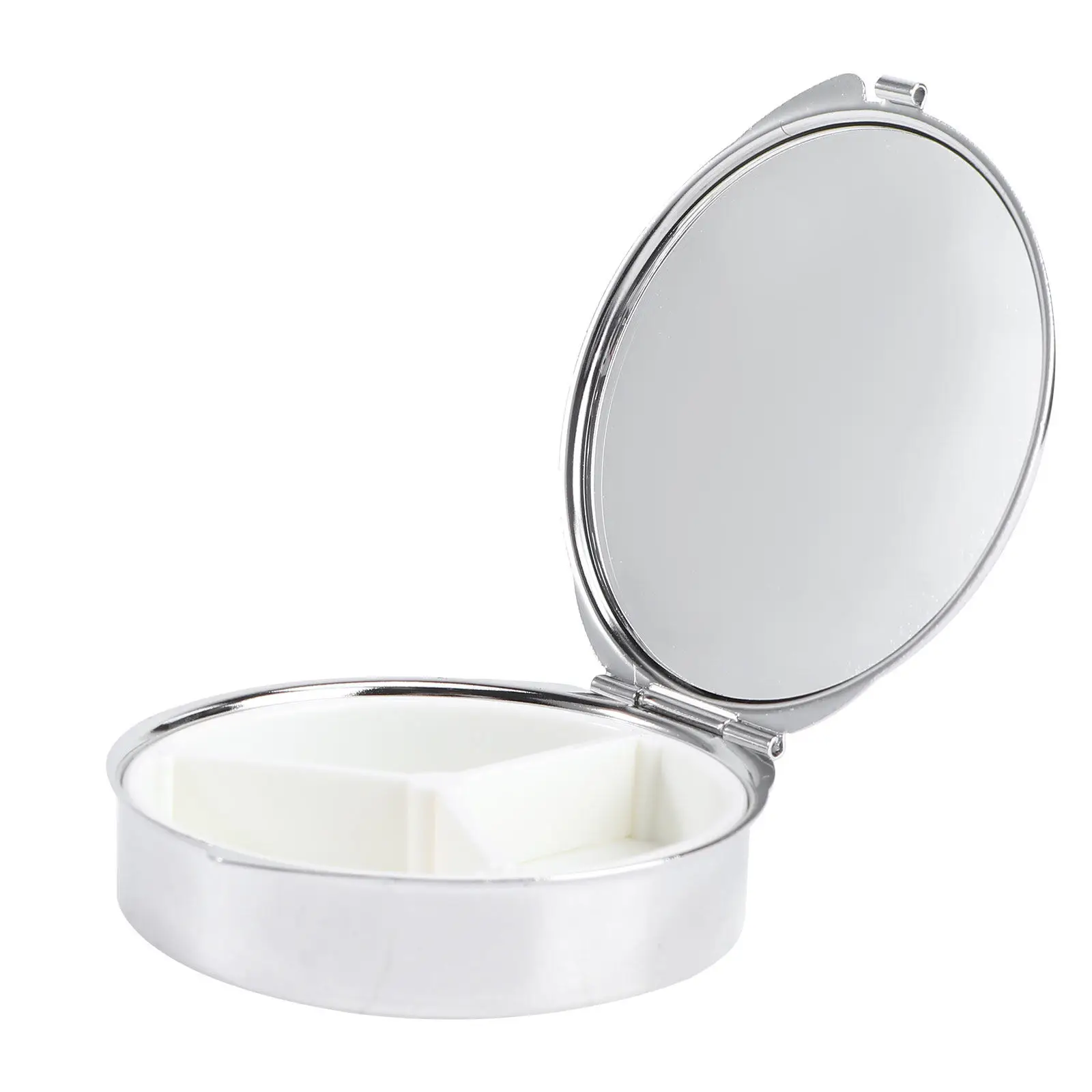 Mini Metal Round Pill Box Portable Three Compartment Organizer Case for Travel Outdoor Portable Pill Holder Container