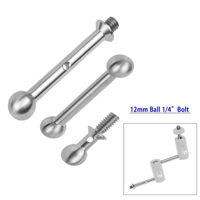 Edelstahl 12mm Doppelkopf Kugel bolzen 1/4 "Gewinde für Monitor klemme Hotshoe Kamera halterung Magic Arm Verlängerung stange – Detail 30
