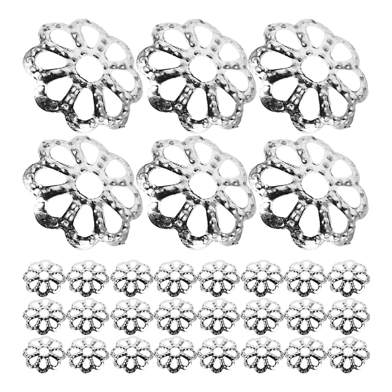 

600Pcs Hollow Flower Spacer Beads 7mm Metal Bead Caps for DIY Jewelry Making Necklaces Bracelets Earrings Accessories