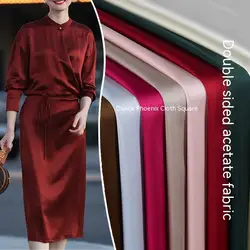 Solid Color Double-sided Acetate Satin Fabric Silk Glossy Imitation Silk for Dress Shirt Cloth Per Meter Diy for Sewing Material