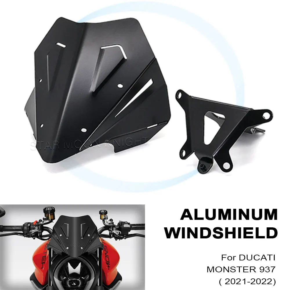 

Motorcycle Accessories Windshield For DUCATI MONSTER 937 Plus 2021- 2022 MONSTER937 Windscreen Aluminum Wind Shield Deflectore