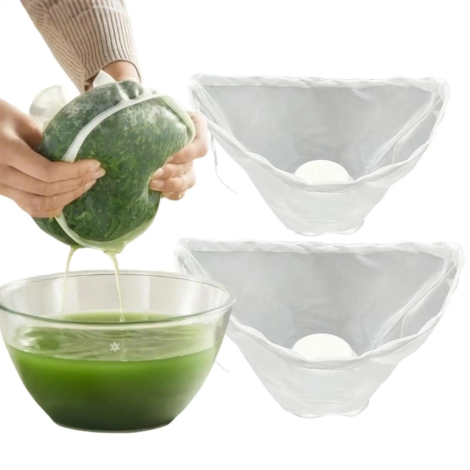 Bolsa de leche de nueces reutilizable, colador de bolsa de leche de almendra, malla fina, tela de queso de nailon, filtro de café frío, malla de cerveza casera, 3 uds.