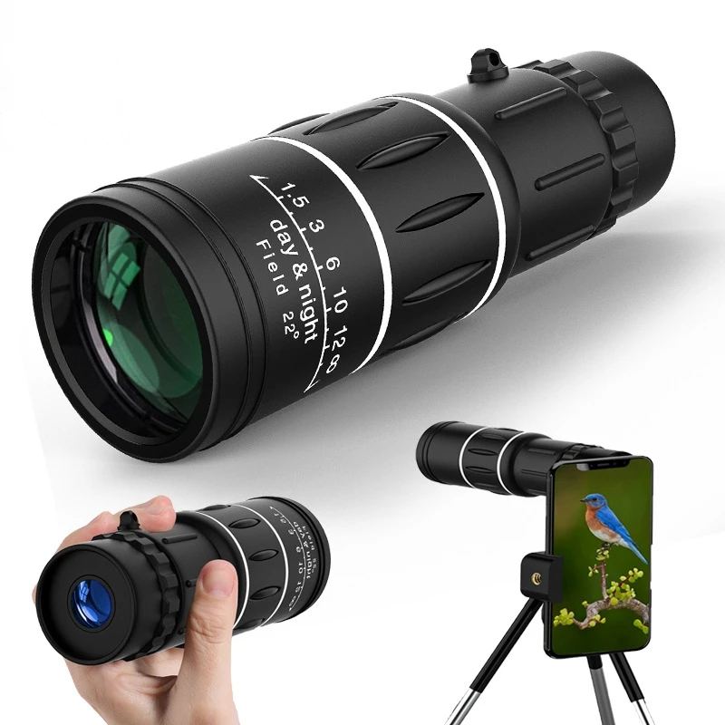 16X52 Monocular Telescope Dual Focus Zoom Binoculars 66M/8000M HD Scope Night Vision With Strap Optical Lens/Rubber Outdoor