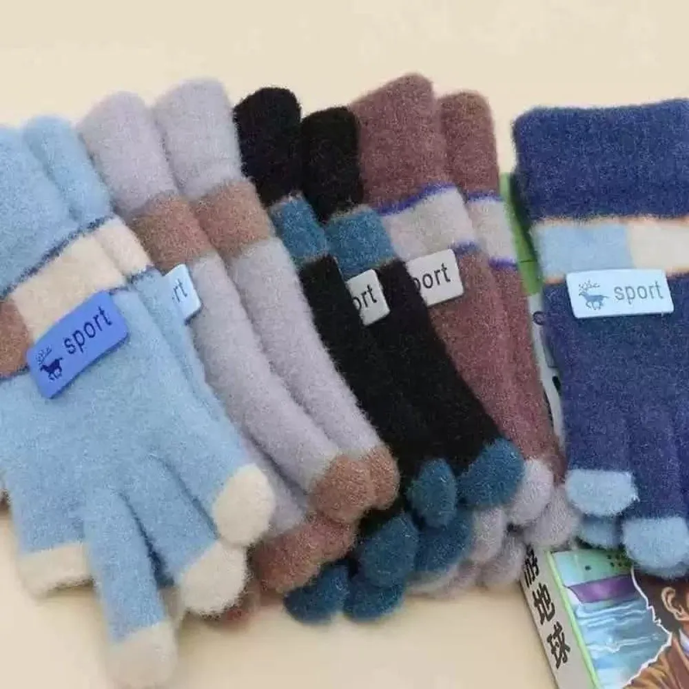 6-13Years Old Fashion Warm Kids Winter Gloves Windproof Candy Color Baby Gloves Thicken Elastic Children Mittens Outdoor