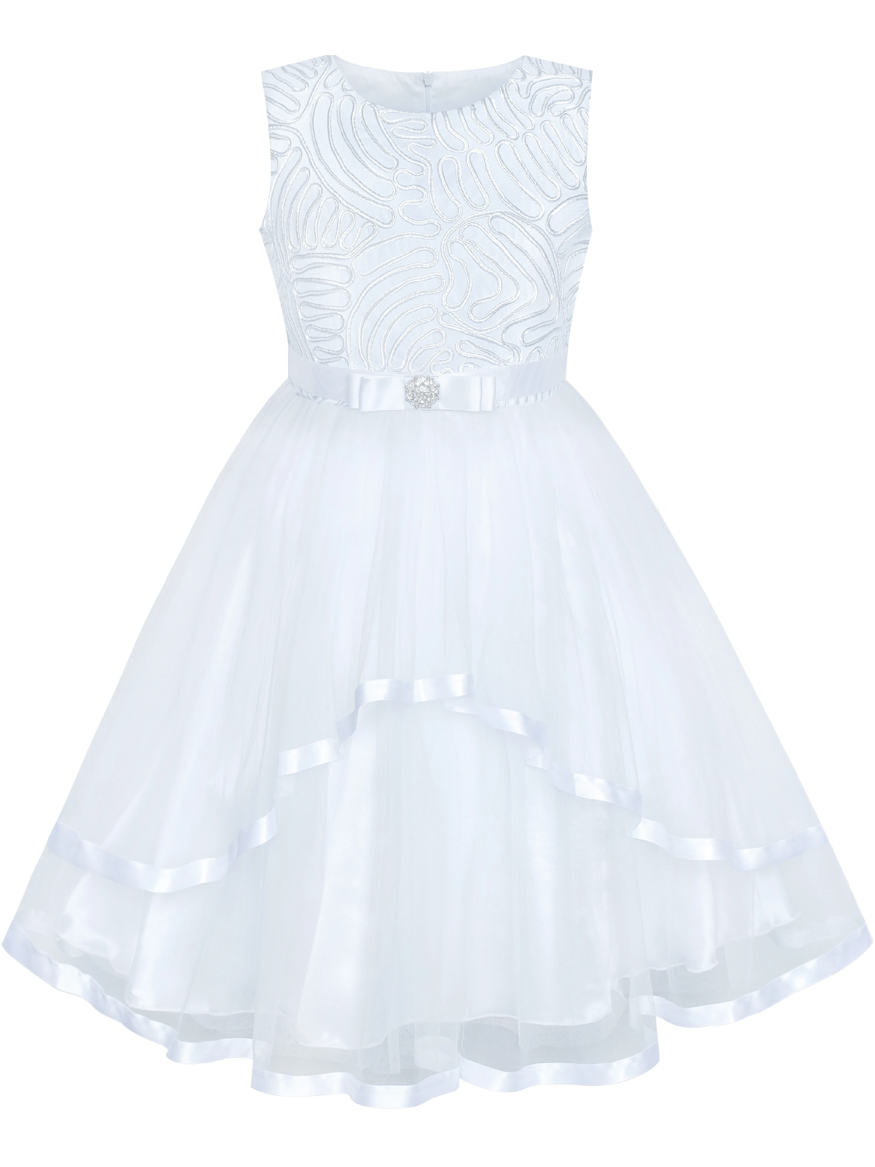

Flower Girls Dress Blue Belted Wedding Party Bridesmaid Size