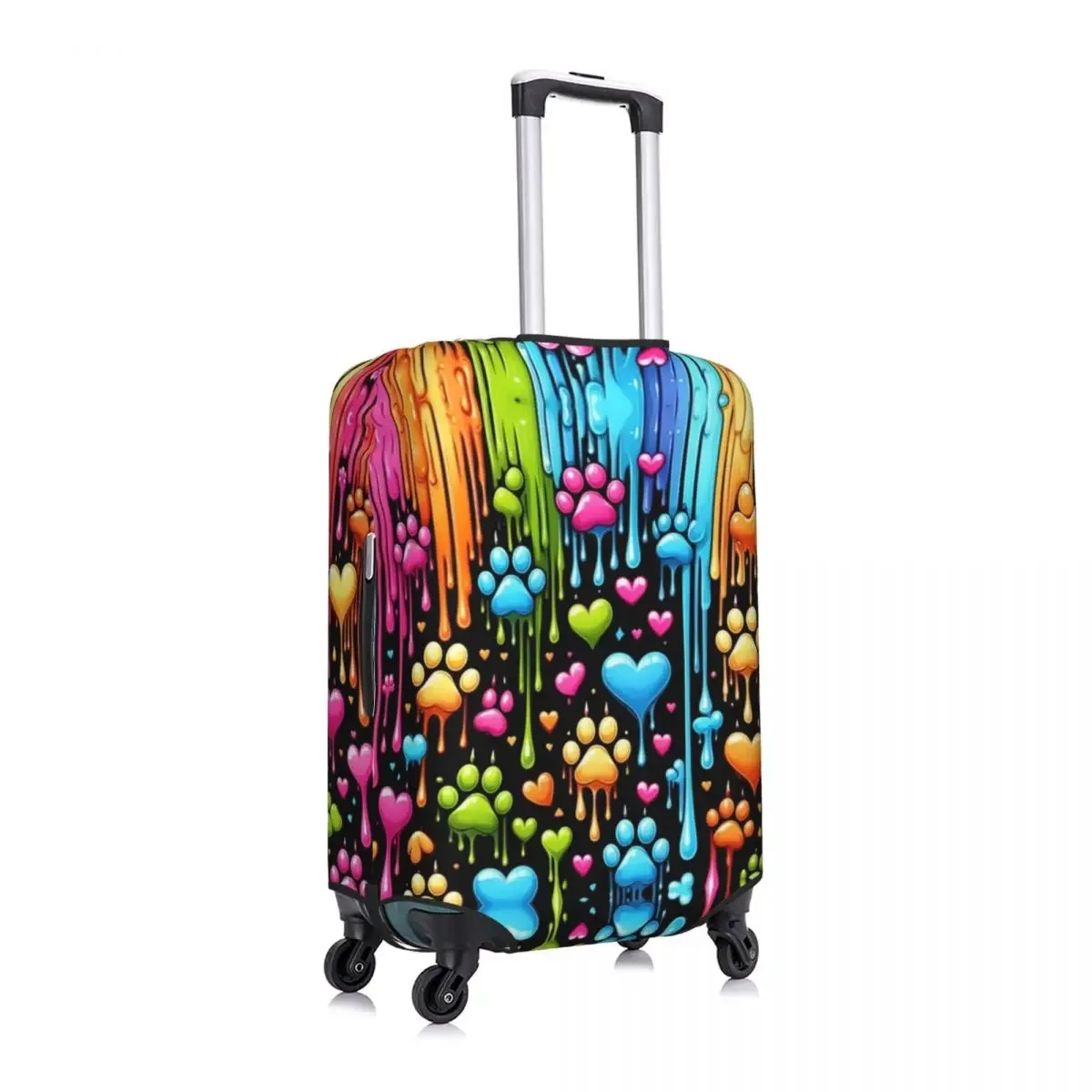 Custom Rainbow Dog Paw Heart Pattern Luggage Cover Cute Suitcase Protector Covers Suit For 18-32 inch