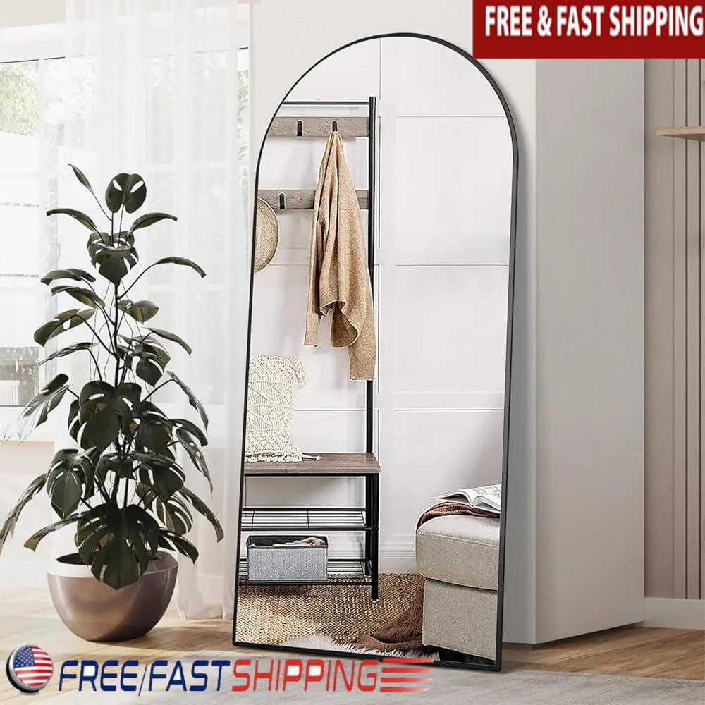 

Arched Full Length Mirror Standing or Wall Mounted Large Floor Mirror HD Explosion-Proof Glass Bedroom Living Room Hallway