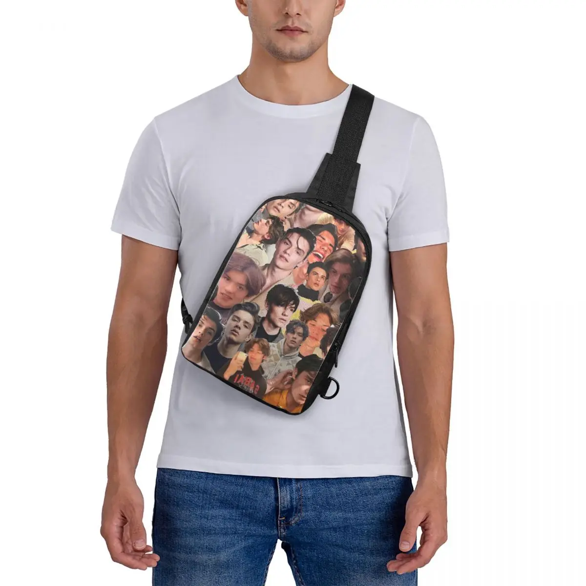 

Louis Partridge Photo Collage Chest Bag Crossbody Backpack Sling Shoulder Bag For Men Travel Hiking Daypack