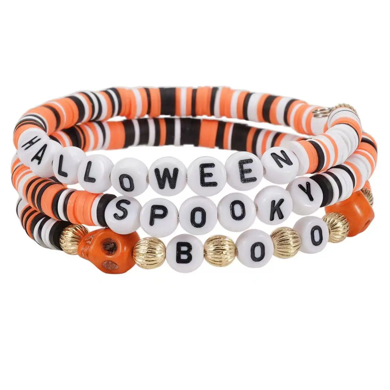 3UMeter Halloween Bracelet Beaded Party Multi-layer Polymer Clay Alphabet Off-the-shelf Holiday Party Gifts For Men And Women