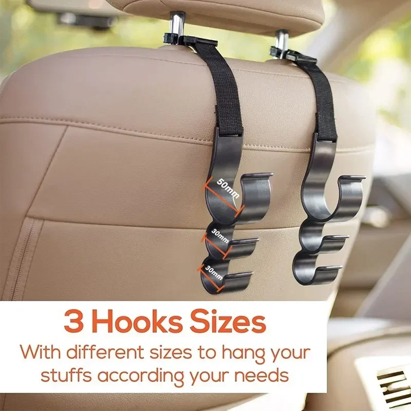 

2pcs Car Back Seat Hook Universal Seat Back Organizer Bracket Interior Stowing Tidying Multi-function Rear Seat Hanging Hook