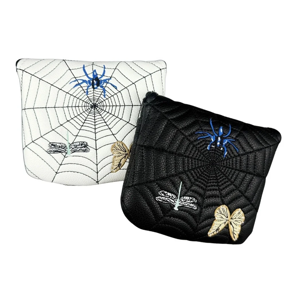 Embroidery Magnetic Golf Putter Headcover Square Cap Black White Arachnid Golf Cue Protector Cover Golf Accessories