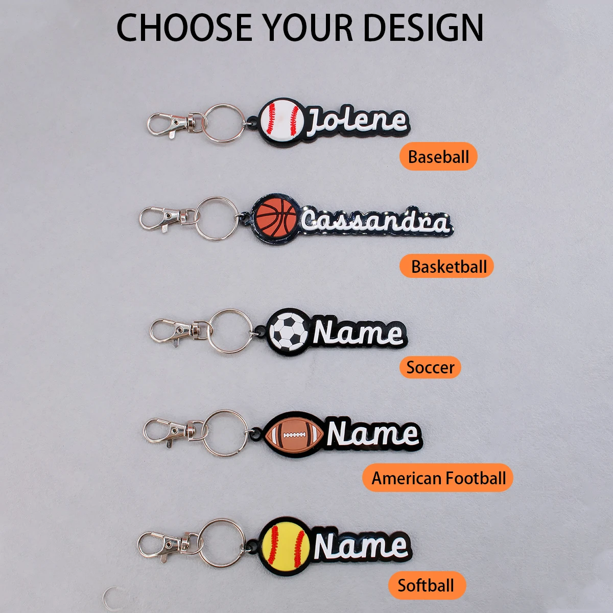 Custom Name Sports-Themed Keychain, Personalized Name Key Chain, Customized Sports Ball Keychain, Customizable Gift, Bag Charm