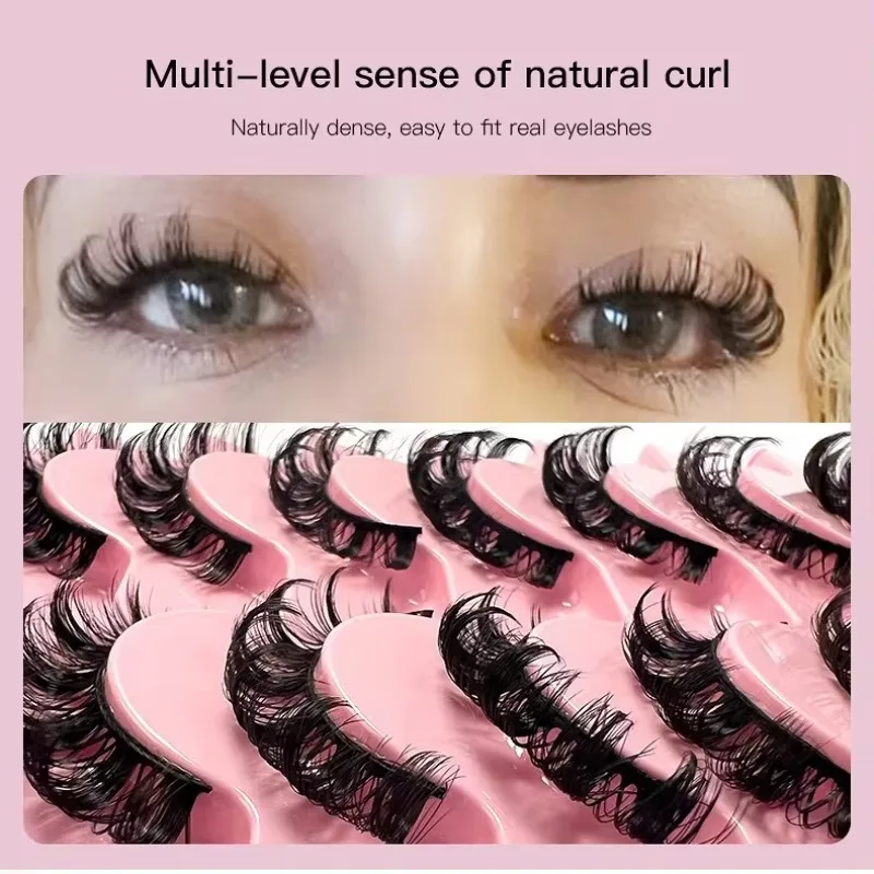 10 Pairs CD Curl Eyelashes Russian Natural Thick Eye Lashes Reusable Fake Lashes Strip Fluffy Makeup False Eyelash Extension