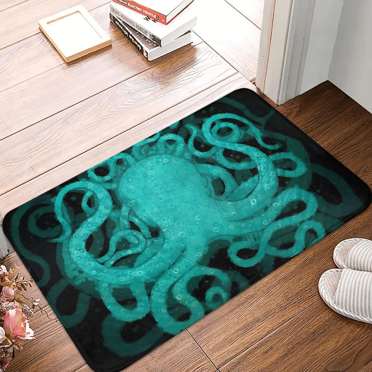 Turquoise Octopus Cthulhu Horror Monter Non-slip Doormat Carpet Living Room Kitchen Mat Prayer Home Pattern