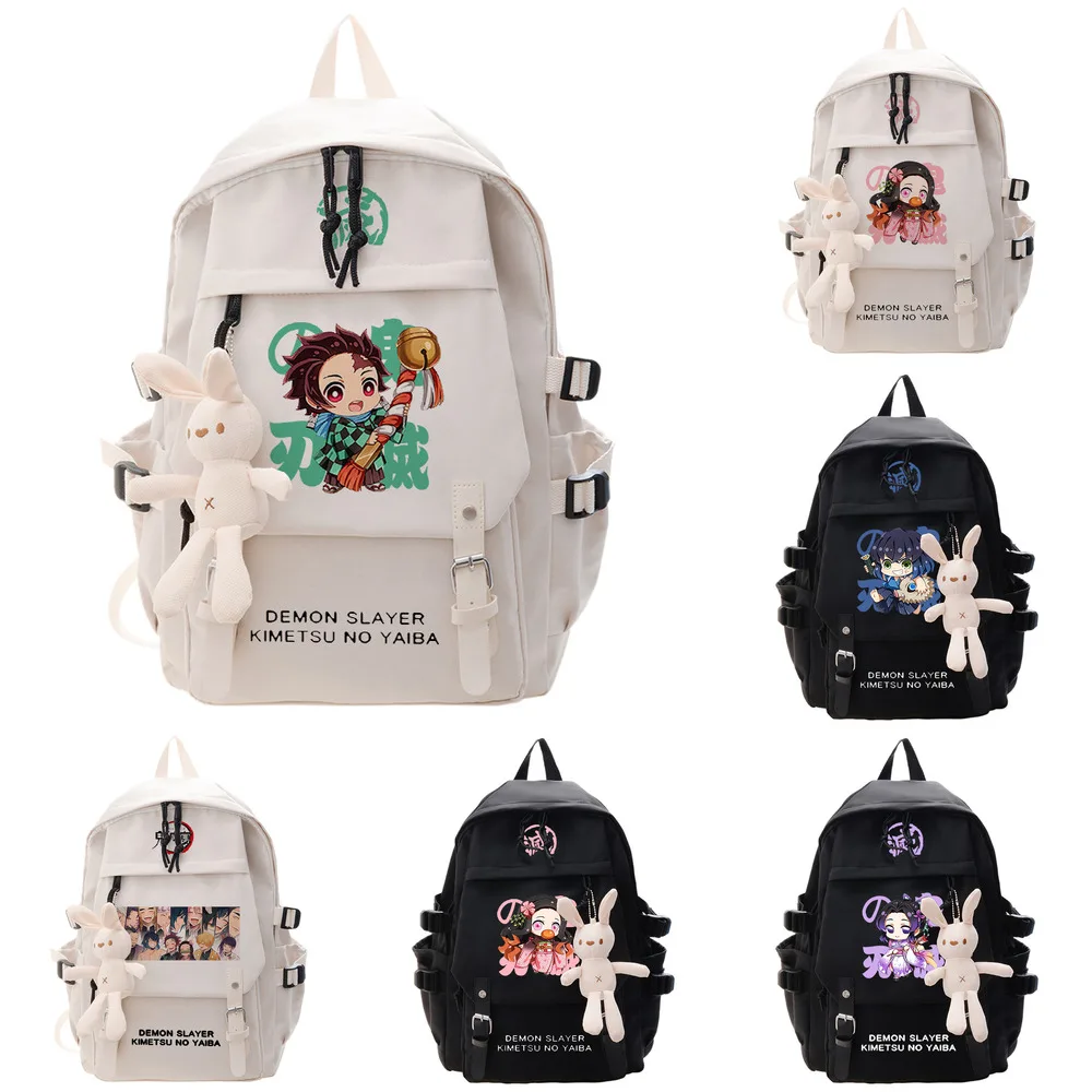 Anime Kimetsu No Yaiba Backpack Kids Teenagers Schoolbag Cosplay Fashion Shoulder Travel Bags Black Mochila