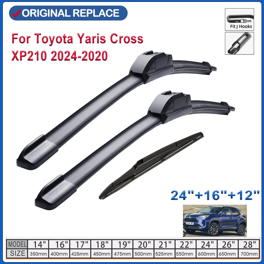 For Toyota Yaris Cross XP210 2024-2020 2021 2022 Front Rear Wiper Blades Soft Rubber Windscreen Wipers Auto Windshield Wiper