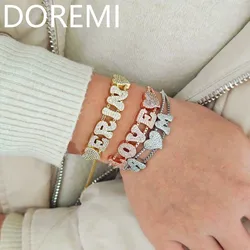 DOREMI A-Z Alphabet Letter Bubble Cz Name Slider Letters DIY Custom Name Letters Slide Heart Charms Slide Bracelet