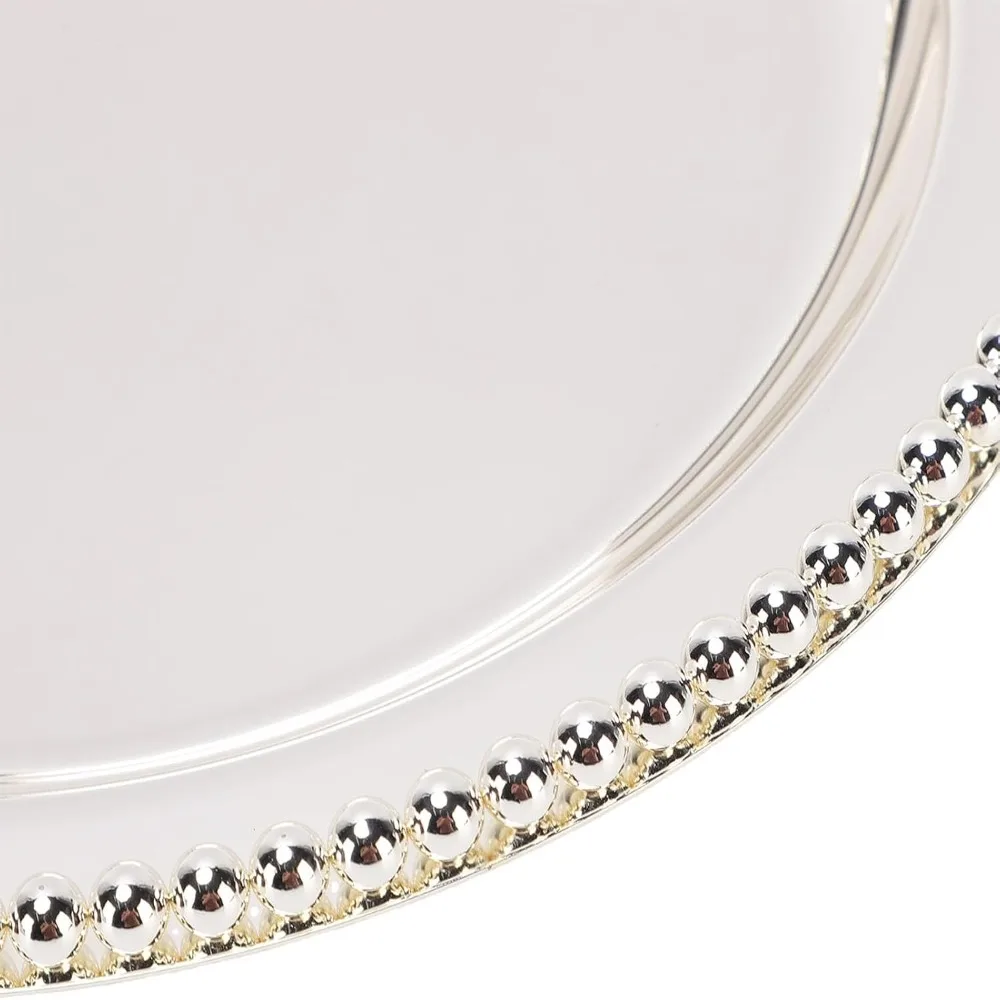 Versatile Metal Dessert Plate Sturdy Raised Edge Decorative Tray Smooth Finished Round Display Plate Afternoon Tea