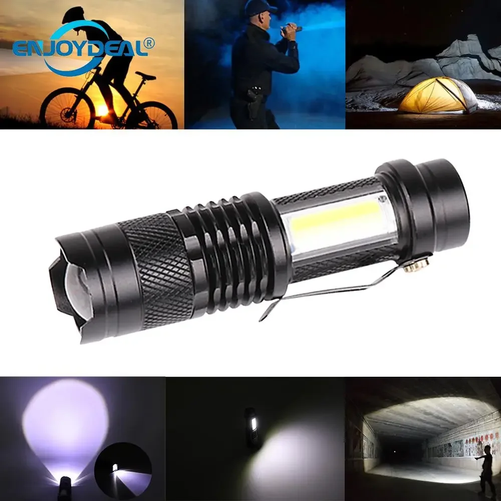 미니 USB 충전식 LED 야간 손전등 토치, 4000lm, 3 모드, 조정 가능한 줌이 가능한 토치, 초점 조명, 캠핑, 하이킹, 사이클링용, 2 개