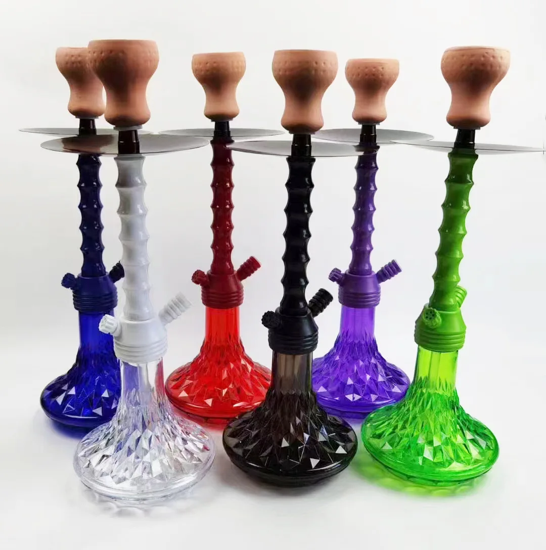 Acrylic Arabic Hookah Set with Ceramic Sheesha Bowl Shisha Pipe Acrylic Hose Metal Charcoal Tongs Chicha Narguile Smoking Tools