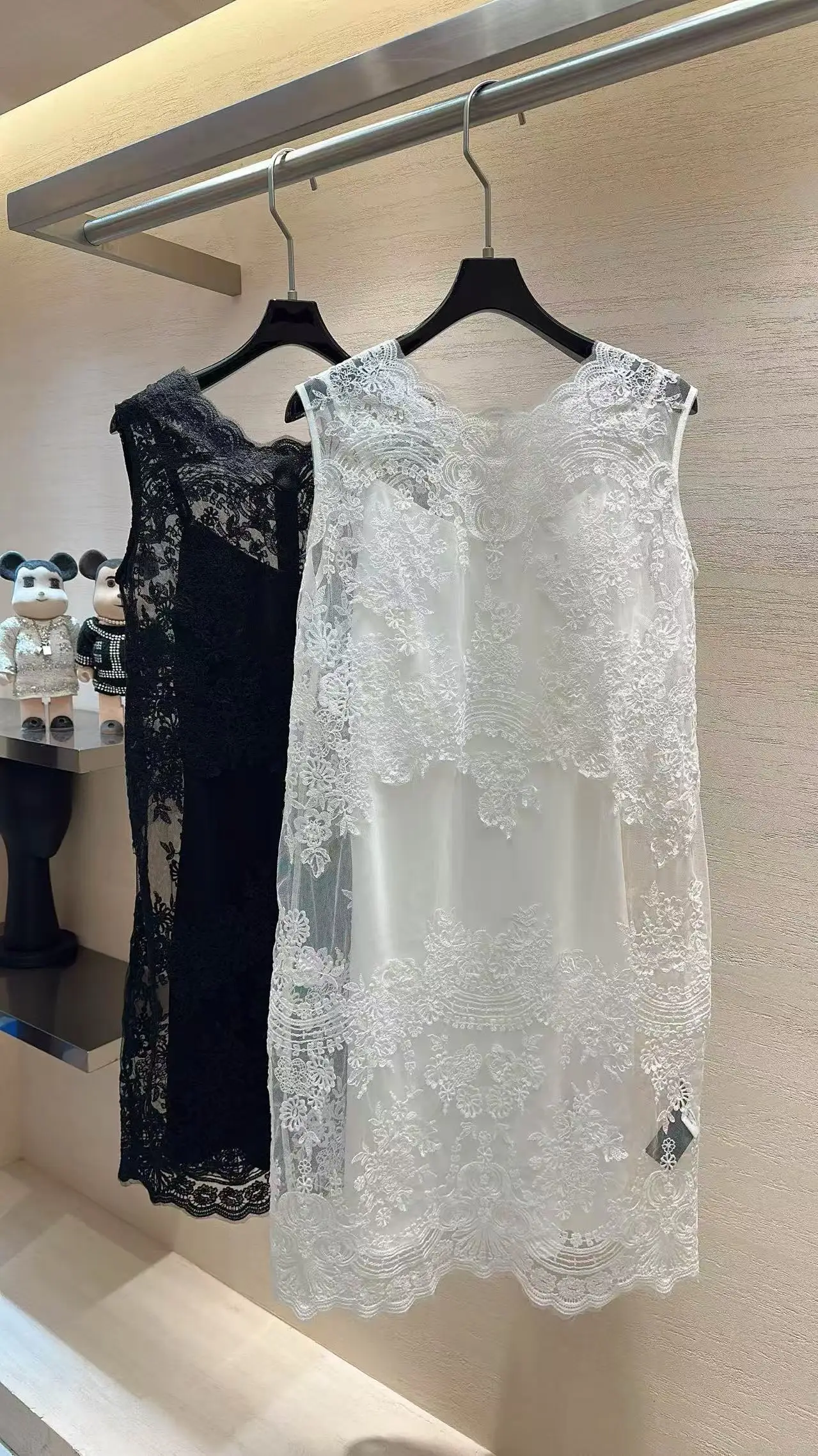 2026 Summer Sweet Girl Two Piece Outfit Sleeveless Lace Embroidery Tulle A Line Skirt Set