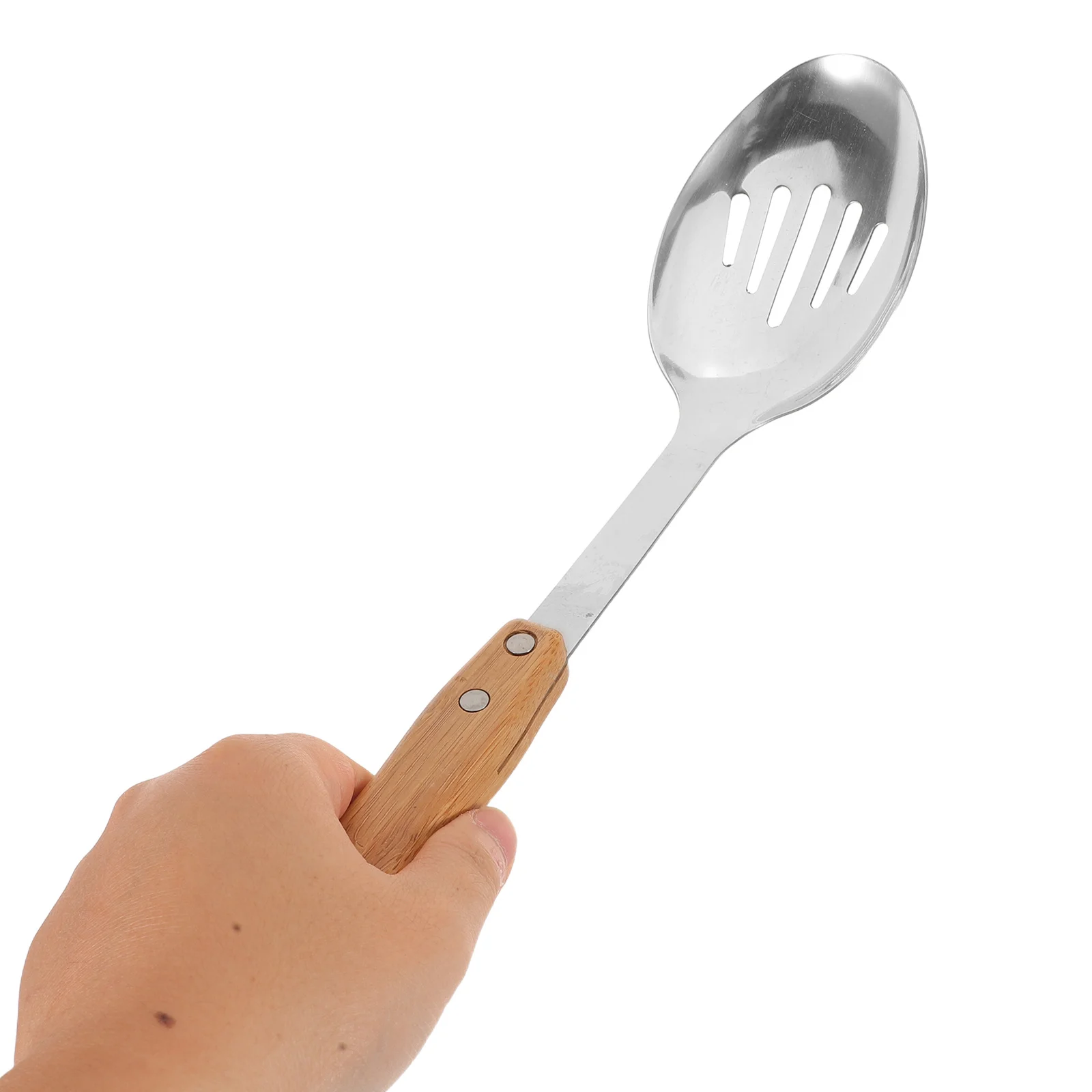 

5Pcs Bamboo Kitchen Tool Set Stainless Steel Construction Long Handle Cooking Utensils Set for Serving Spaghetti Salad Soup