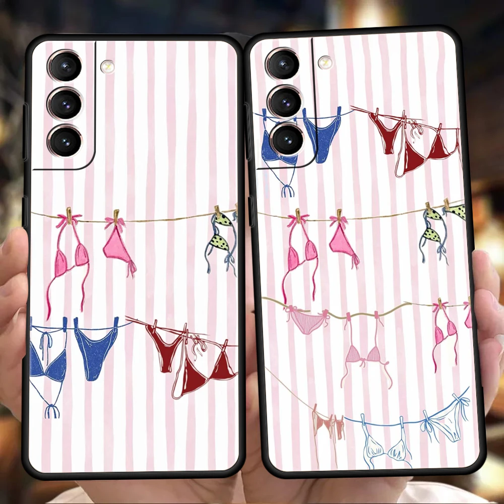 Phone Case for Samsung Galaxy S26 S25 S24 S23 S22 S20 S21 FE Ultra S10 S10E S9 Plus Soft TPU Cover Capas Bikini Stripe Pattern