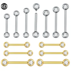 1/5pcs 6-20mm Titanium CZ Bezel Nipple Ring 14G Cubic Zirconia Internally Threaded Nipple Barbell Piercings Sexy Women Jewelry