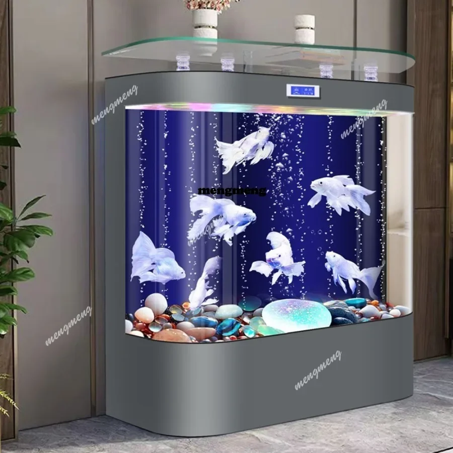A5203 Simple double circular arc high definition glass floor-to-wall fish tank household living room without water change