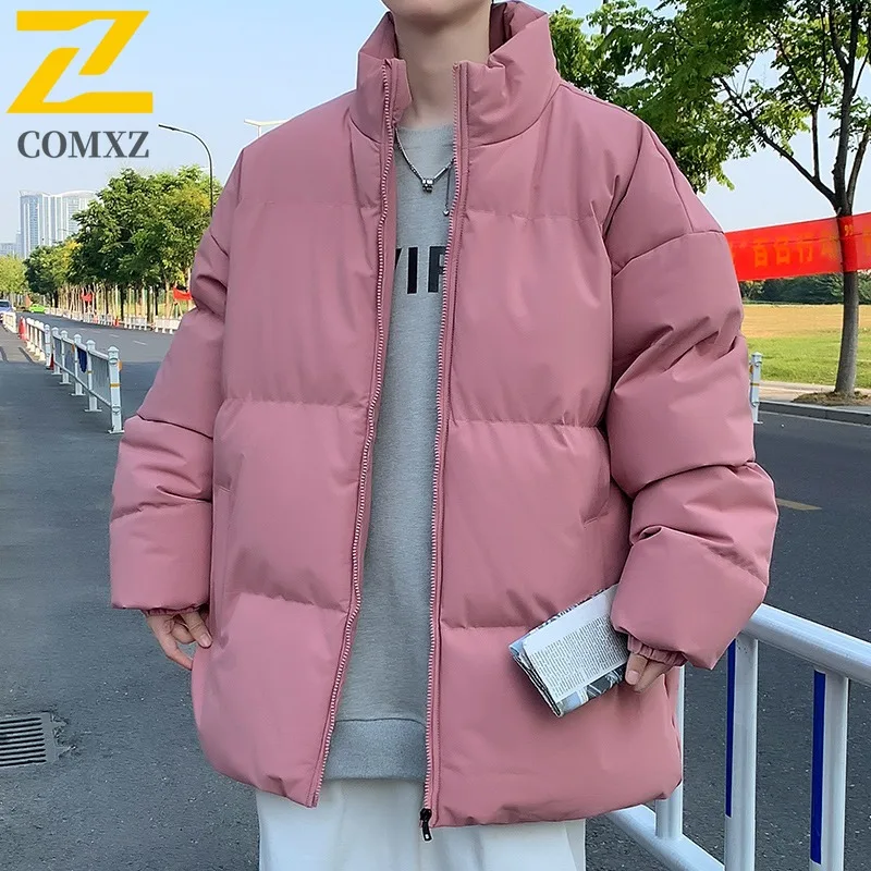COMXZ Men Outdoor Windbreaker Winter Waterproof Windproof Cotton-Padded Coat Casual Streetwear with Thermal Lining  Long Jacket