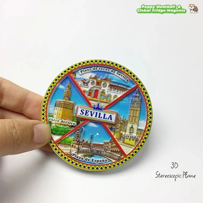 Imanes de refrigerador de Sevilla y España, recuerdos turísticos alrededor del mundo, regalo de pasta magnética