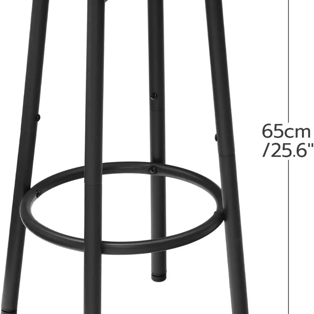 Paar 25,6 zwarte PU-gestoffeerde barkrukken met voetsteun voor keukeneiland en eetkamer, eenvoudige montage
