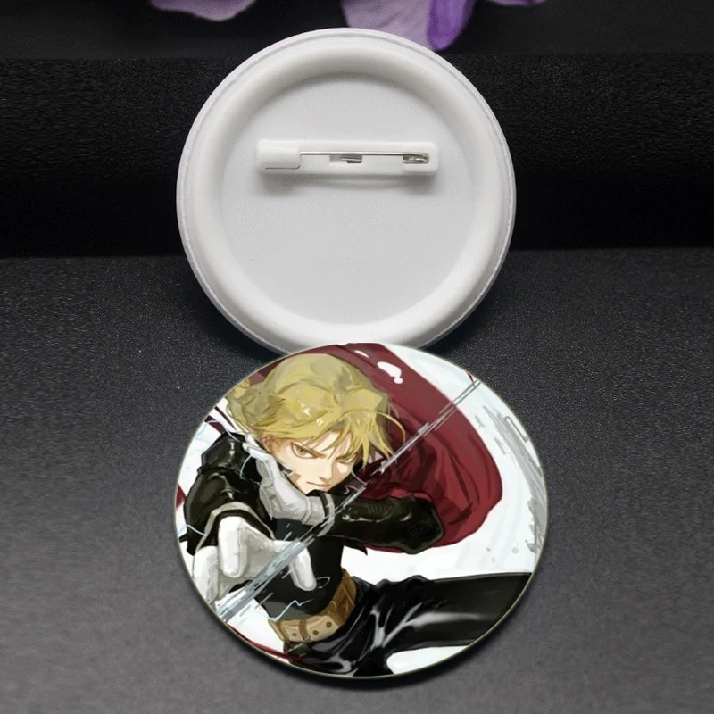 58mm Anime Fullmetal Alchemist Brooches Fans Collection Comic Figure Cosplay Lapel Pins Fashion Jewelry Clothes Accessory Gifts