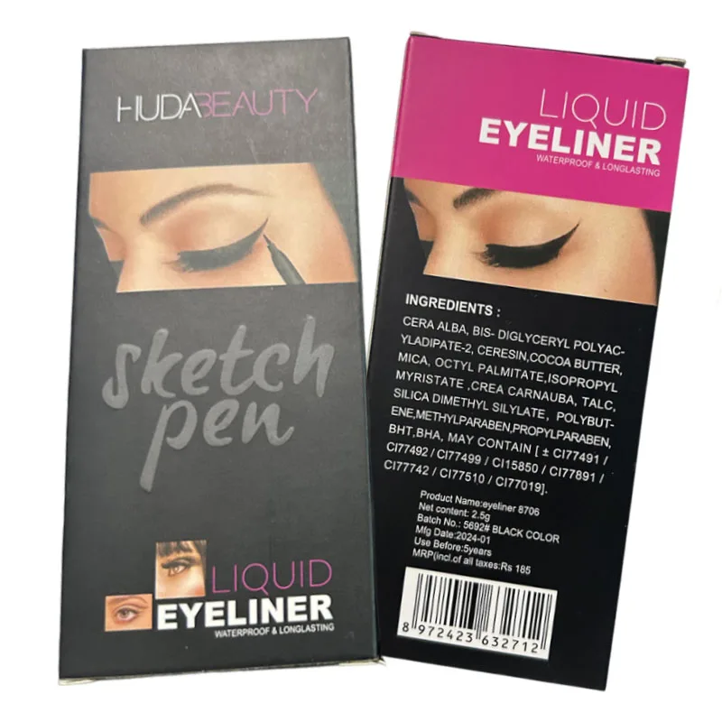 HUDA Black Liquid Eyeliner Pen Waterproof Long Lasting Eye Makeup Smooth Eye Liner Pencil Hot Cosmetics