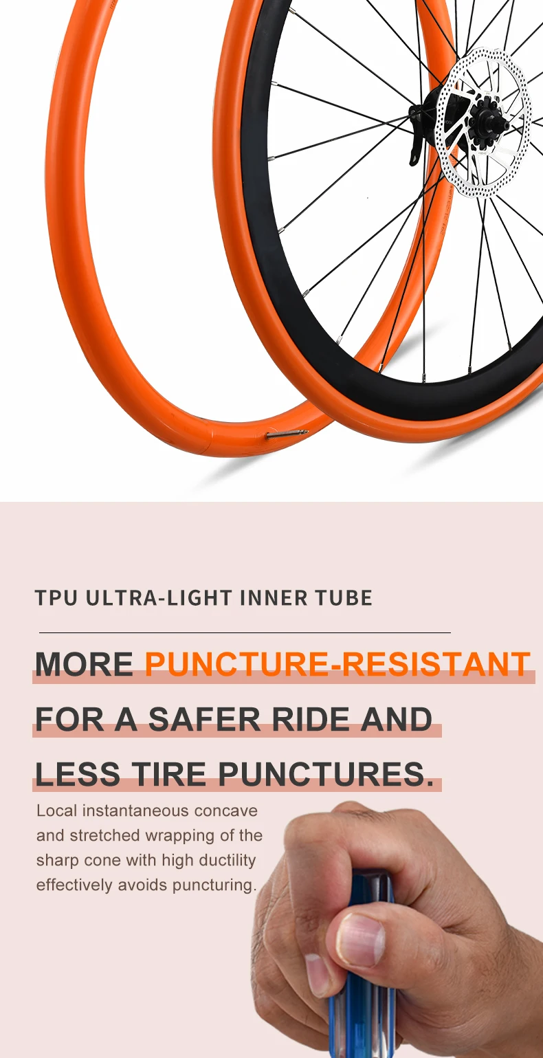 TPU-Schlauch 700c 18-32c mit 45 mm Presta-Ventil, ultraleichter Fahrradreifenschlauch für Rennrad – Detail 12