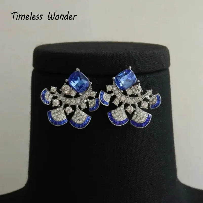 Timeless Wonder Fancy Zircon Geo Fan Floral Stud Earrings for Women Designer Jewelry Gift Brincos Trendy Top Mix Rare 3282