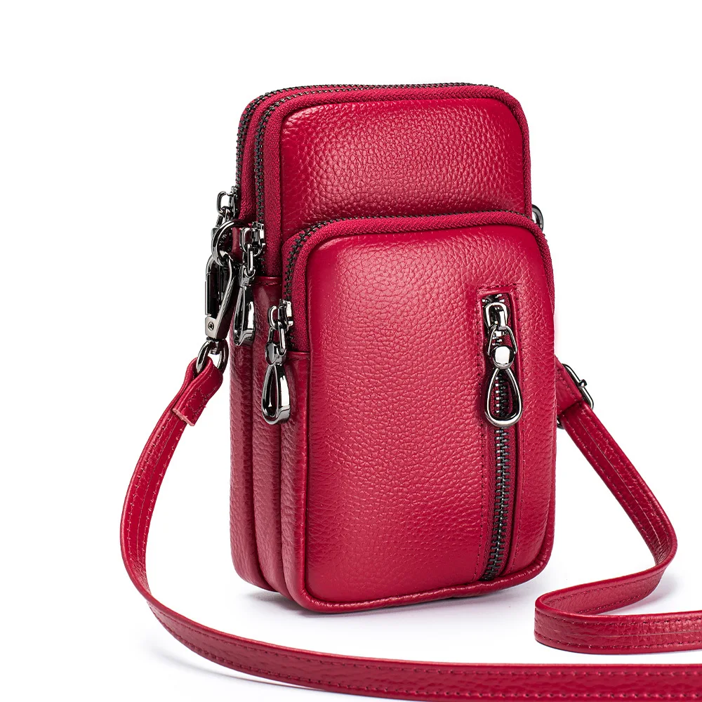 Small Crossbody Wallet Phone Bag Women Leather Mini Crossbody Purse Vertical Cell Phone Messenger Bag Mini Over Shoulder Handbag