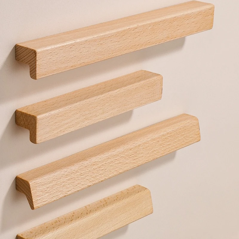 Nordischer Möbelgriff aus Holz für Schranktüren, Schubladen und Kleiderschränke aus massivem Buchen- oder Walnussholz – Detail 3