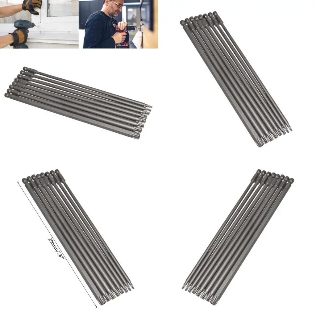 Screwdriver Bits Set 7.9inch 200mm Torx Screwdriver Bits Star Screw Driver Drill Bit Torx Head Power Bits 8PCS high quality