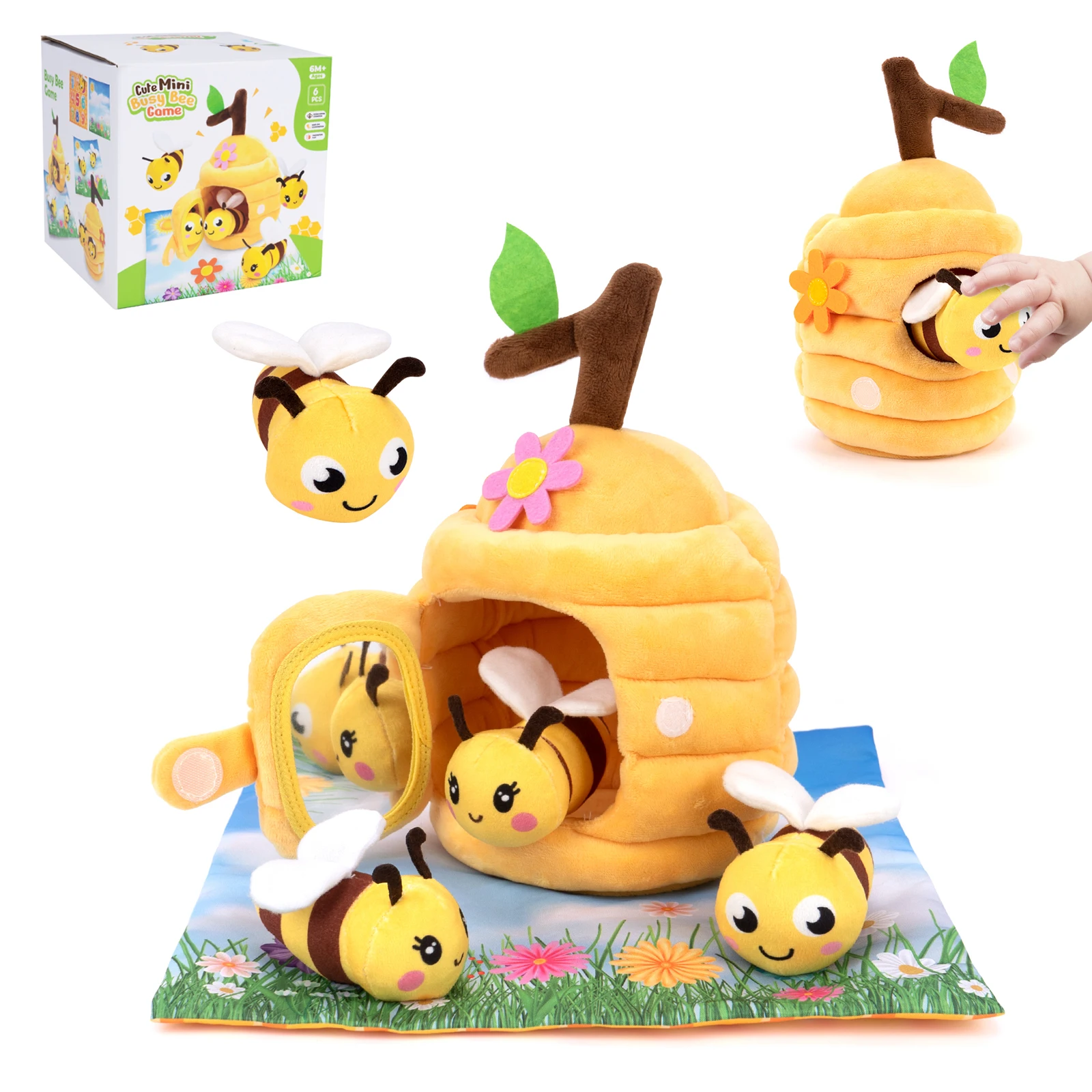 

Мягкие игрушки для малышей 6-12 месяцев: пчелы и фермерские животные, развивающие игрушки Монтессори для развития зрительно-моторной координации, сенсорные игрушки, подарки для малышей