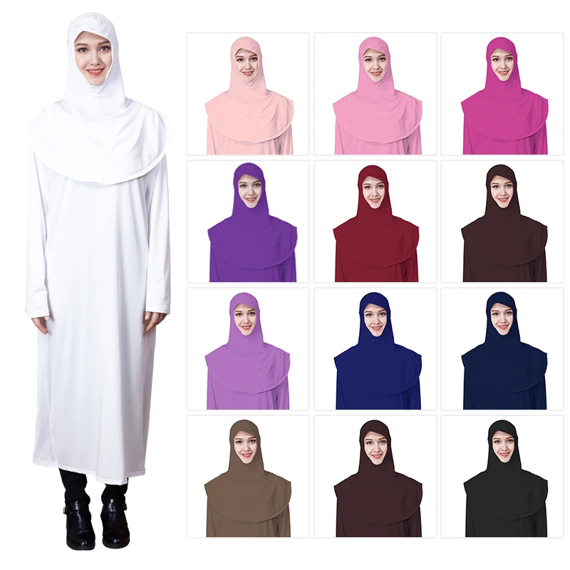 

One Piece Muslim Hooded Abaya Prayer Garment Robe Women Kaftan Outwear Saudi Arabia Djellaba Prayer Dresses Islamic Ramadan