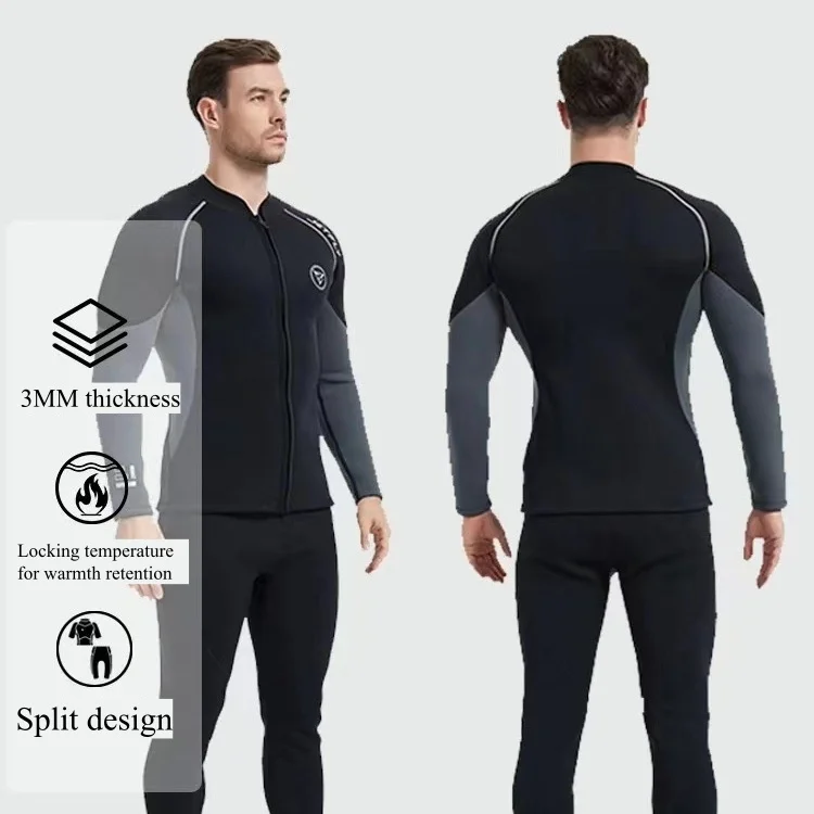 

2MM/3MM Separate 2Pcs Neoprene UnderWater Hunting Spearfishing Swim Diving Jacket Pants Scuba Long Sleeve Keep Warm WetSuit