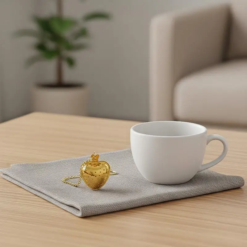 1Pc Heart Shaped Tea Strainer Stainless Steel Reusable Fine Mesh Infuser for Personal Home Tea Making Needs