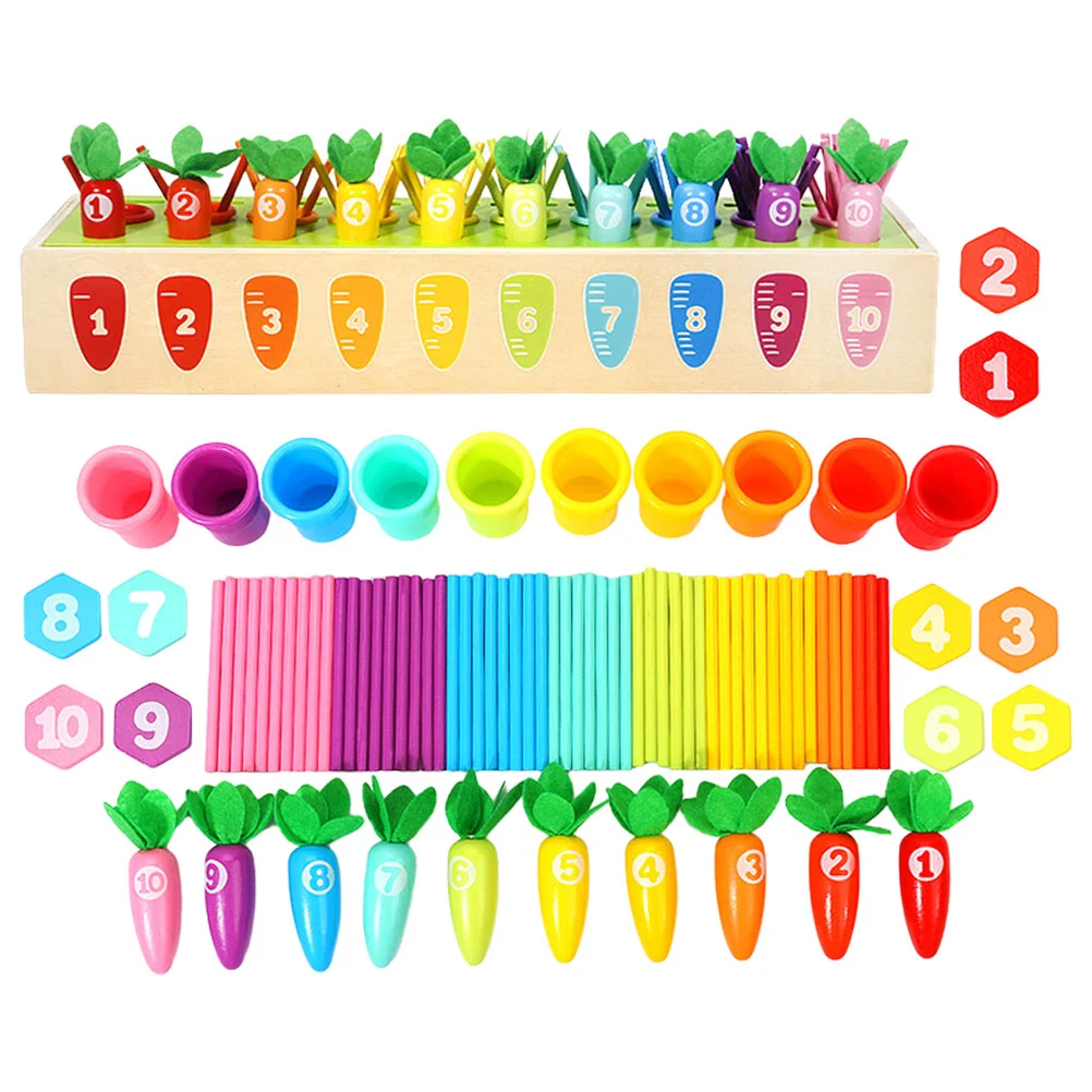 Jouets d'apprentissage Montessori fuchsia pour enfants, anciers de comptage pour tout-petit, jeu de dos en bois pour enfants d'âge alth