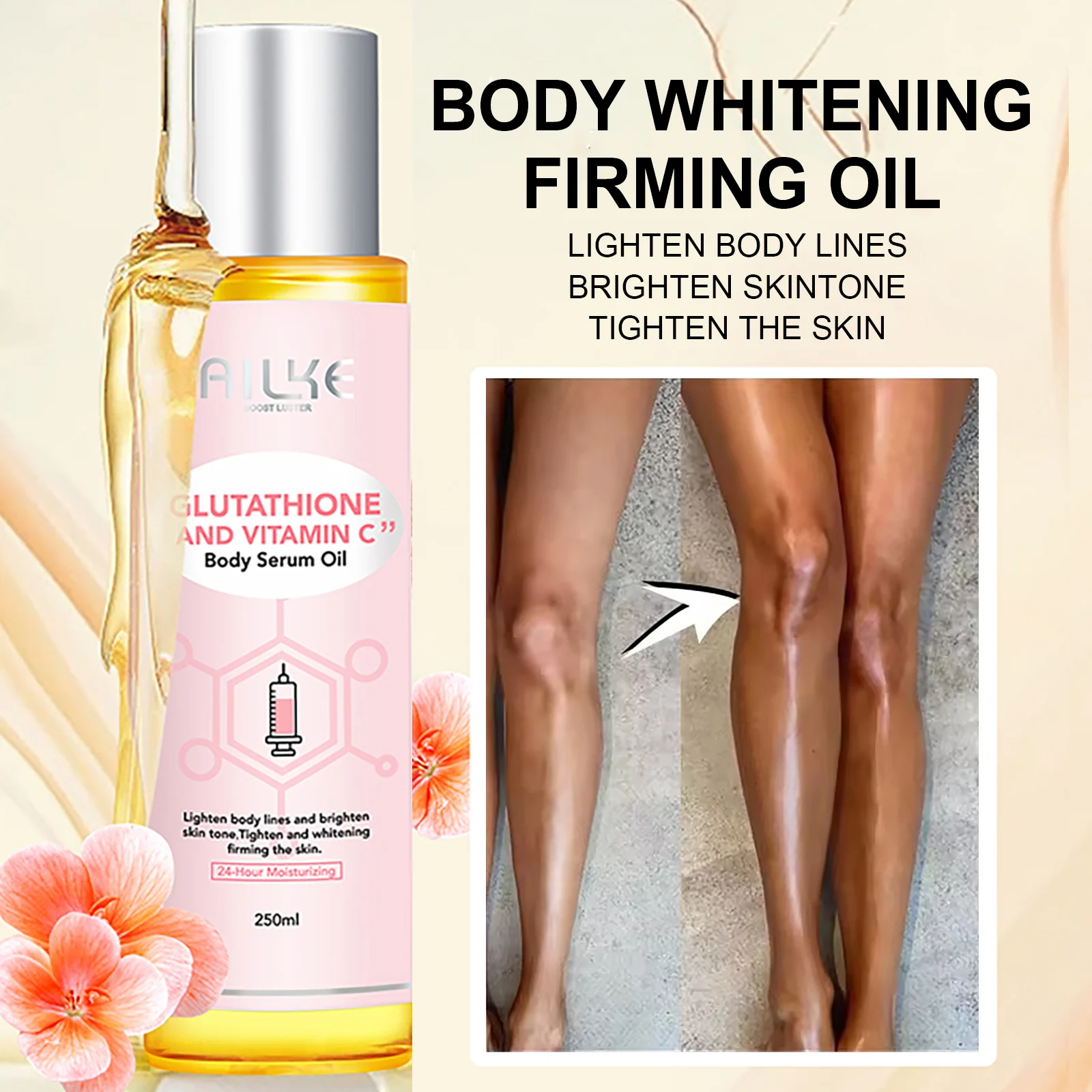 AILKE Whitening Verwijderen Zwarte Vlekken Gezichtsverzorging Lotion Hydraterende Crème Body Glutathion Vitamine C Zwarte Huid Gezicht Nieuwe Set