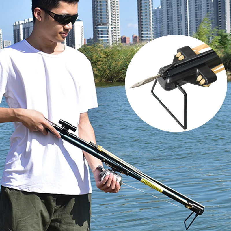 

Outdoor Fish Shooting Slingshot with Laser Aiming Fish Dart Launcher Hunting Long Pole Slingshot Adult Entertainment Toy