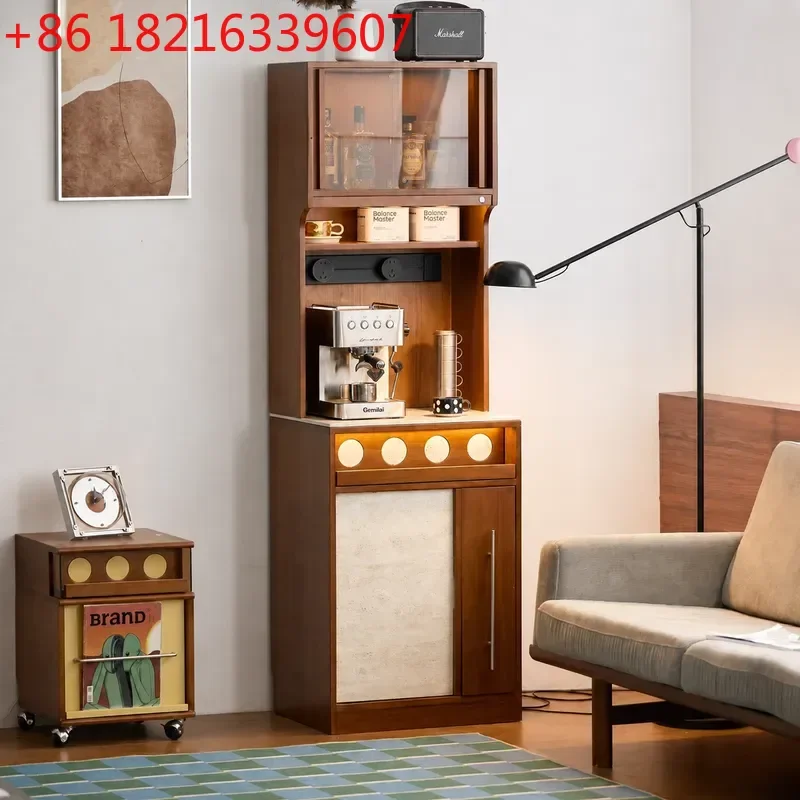 YAOAntique Solid Wood Storage Cabinet Tall Wall Mounted Locker for Living Room Kitchen Wine Display Small Apartment Space Saving