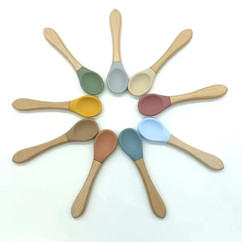 Food-grade Silicone Baby Products Baby Eating Spoon Training Water Spoon Children\'s Tableware Complementary Food Spoon Fork