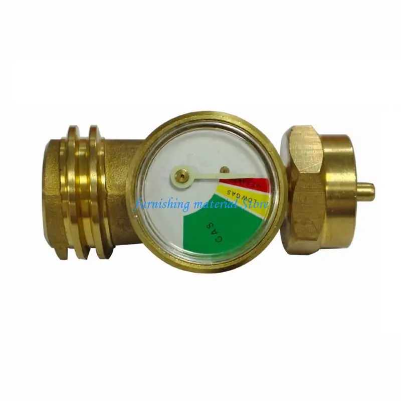 Y5GD Gas Connection Adapter With Gauge Propane Gauge Adapter Level Universal Brass Fittings Easy to Use
